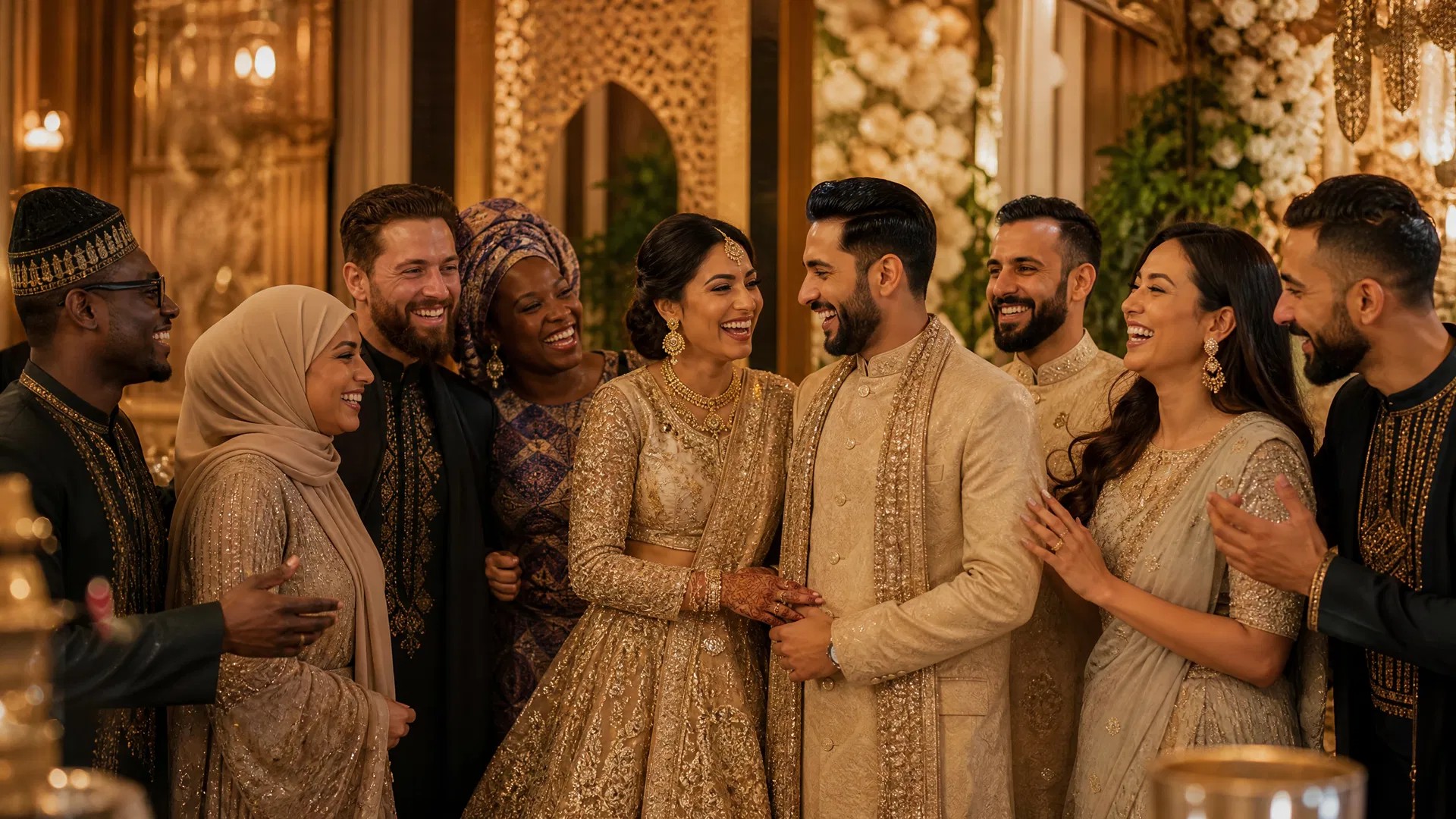 Diverse couples celebrating multicultural weddings across traditions